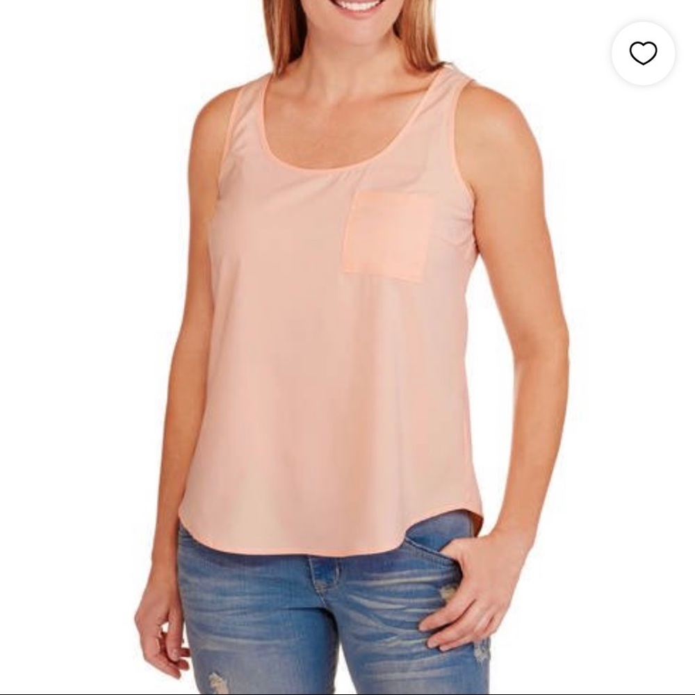 Faded Glory Women’s Size XL Casual Woven Polyester Tank Peach Whisper Pink